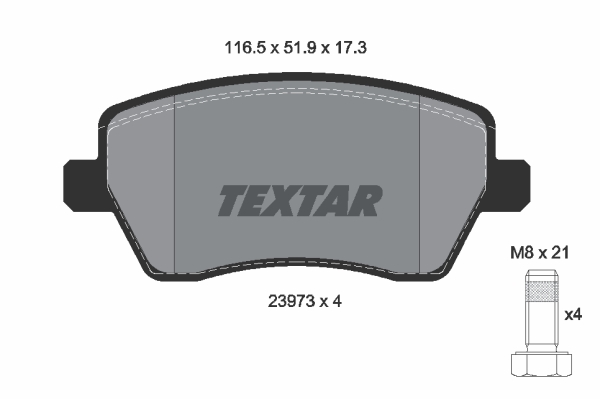 купить Тормозные колодки дисковые передние TEXTAR 2397301, комплект на Рено (Renault) Дачия (Dacia) Логан, МСВ, Дастер, Лоджи.
