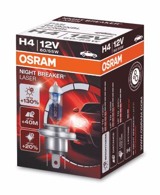 купить Лампа галогенная NIGHT BREAKER LASER H4 12V 60/55W P43t OSRAM 64193 NBL на Рено (Renault) Дачия (Dacia) Логан, МСВ, Дастер, Лоджи.